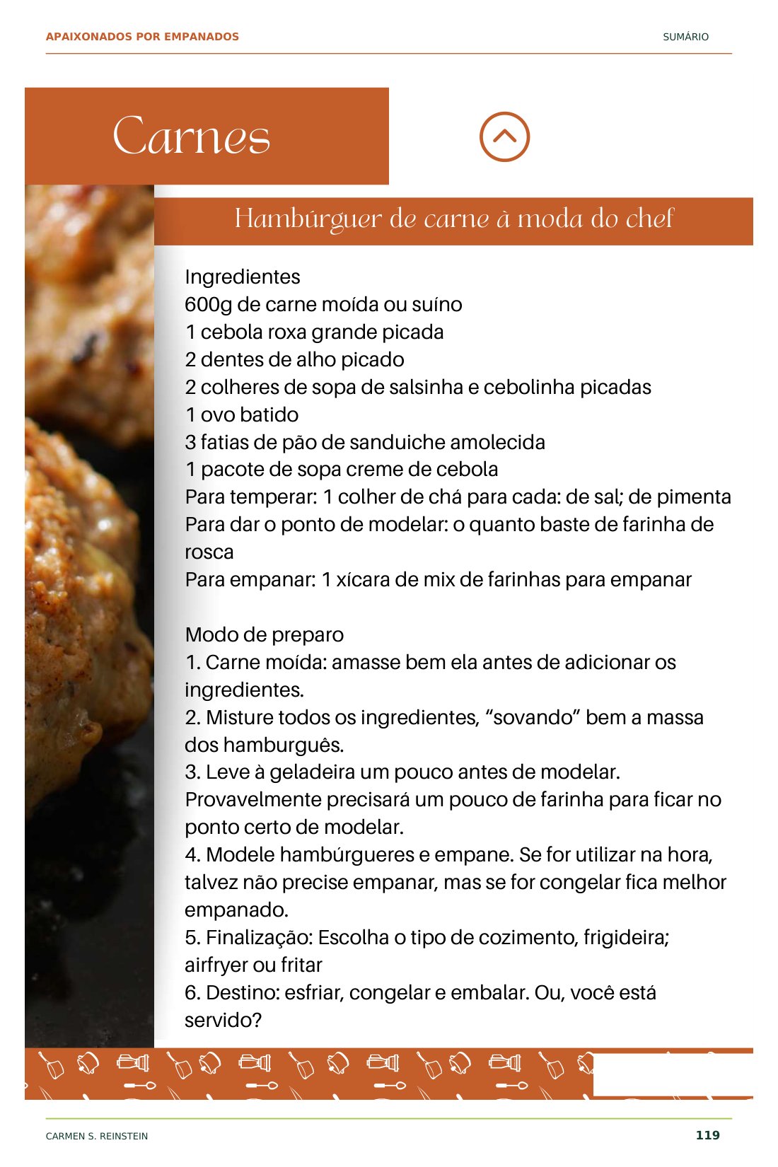 Página 7 de 10 da amostra de Apaixonados por Empanados: Hambúrguer de carne à moda chef