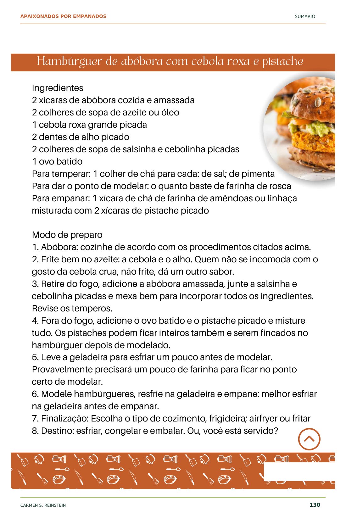 Página 8 de 10 da amostra de Apaixonados por Empanados: Hambúrguer de abóbora, cebola e pistache