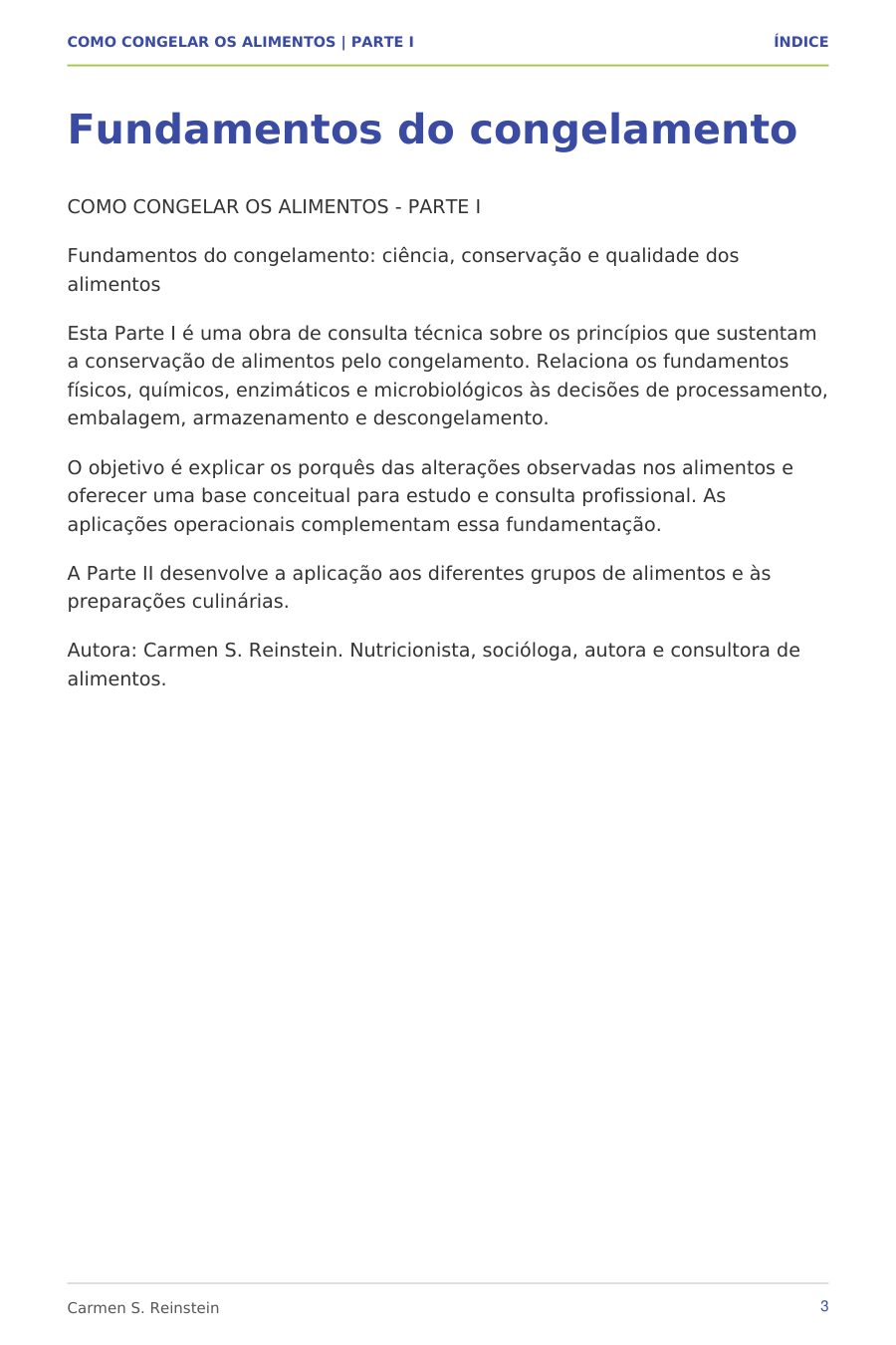 Página 3 de 10 da amostra de Como Congelar os Alimentos — Parte I: Fundamentos do congelamento