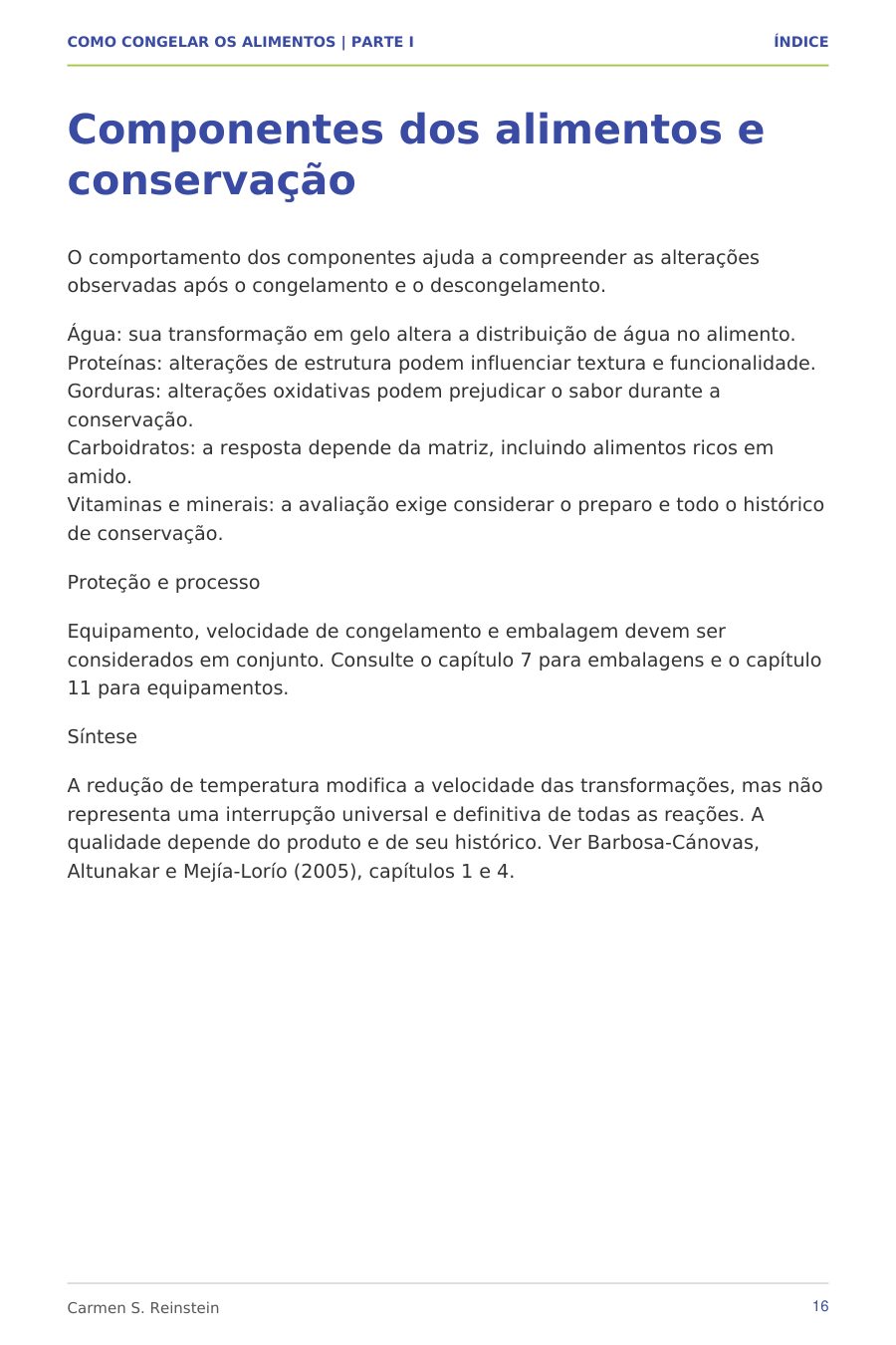 Página 8 de 10 da amostra de Como Congelar os Alimentos — Parte I: Componentes dos alimentos e conservação