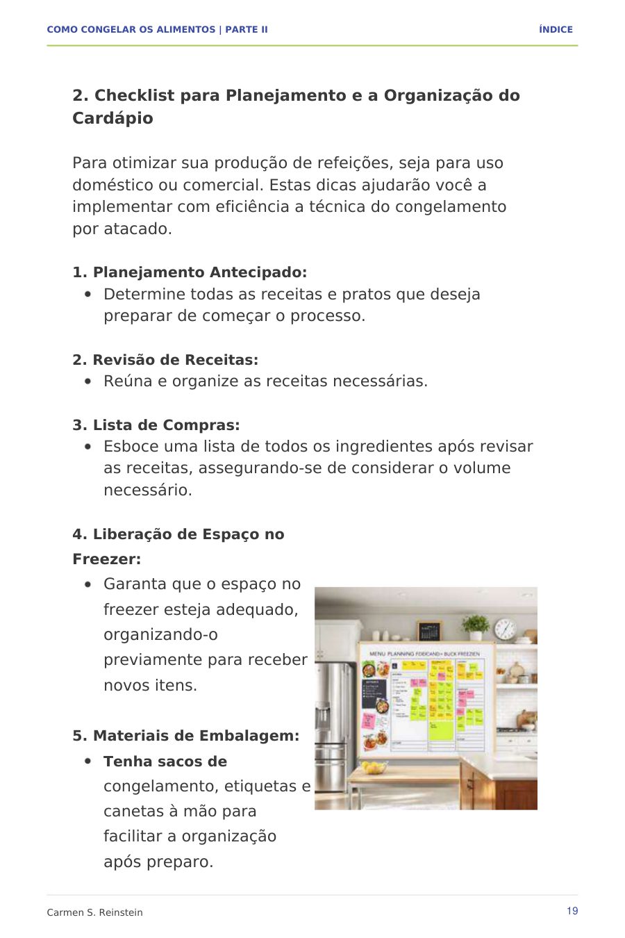 Página 5 de 10 da amostra de Como Congelar os Alimentos — Parte II: Planejamento e organização do cardápio
