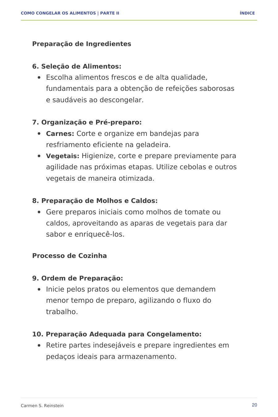 Página 6 de 10 da amostra de Como Congelar os Alimentos — Parte II: Preparação dos ingredientes