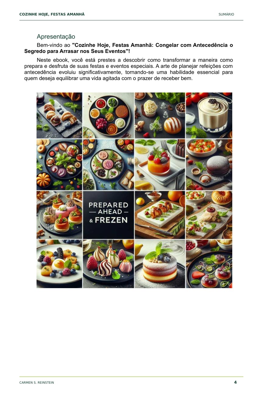 Página 4 de 10 da amostra de Cozinhe Hoje, Festas Amanhã: Apresentação