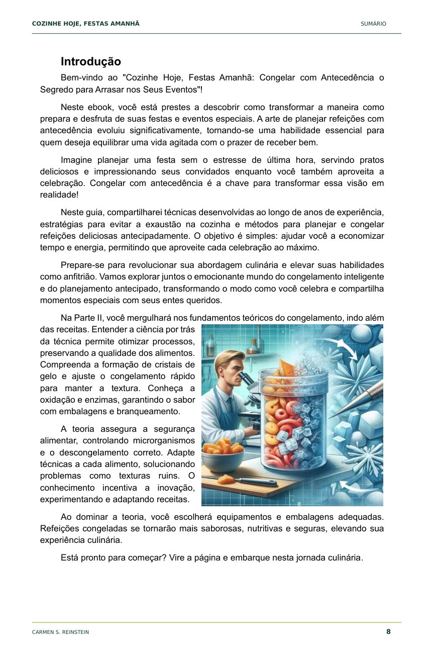Página 8 de 10 da amostra de Cozinhe Hoje, Festas Amanhã: Introdução