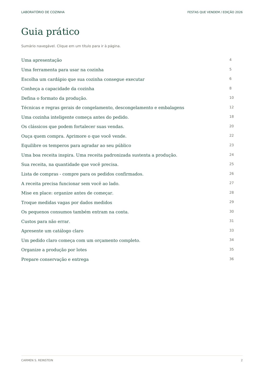 Página 2 de 10 da amostra de Festas que Vendem: Guia prático (sumário)