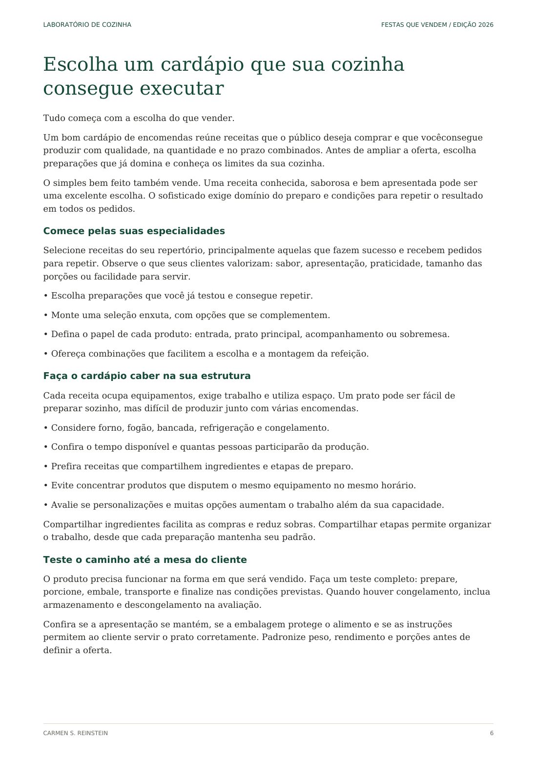 Página 6 de 10 da amostra de Festas que Vendem: Escolha um cardápio que sua cozinha consegue executar
