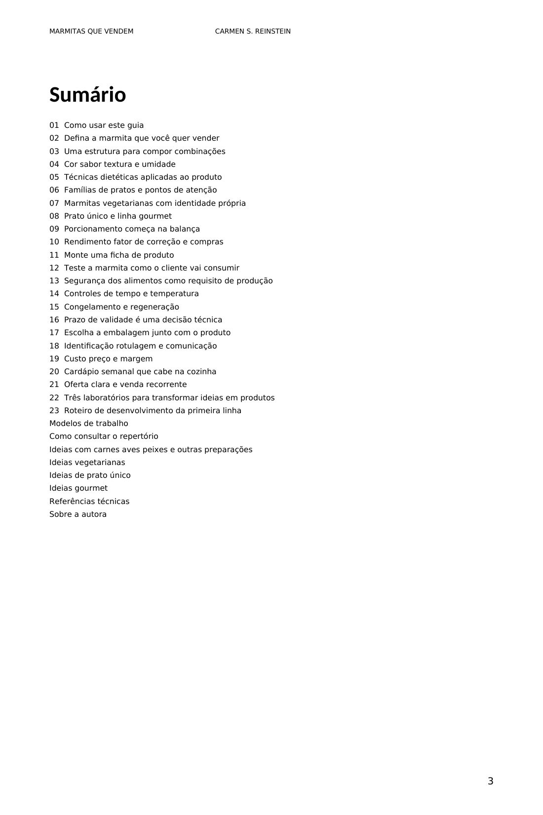 Página 3 de 10 da amostra de Marmitas que Vendem: Sumário